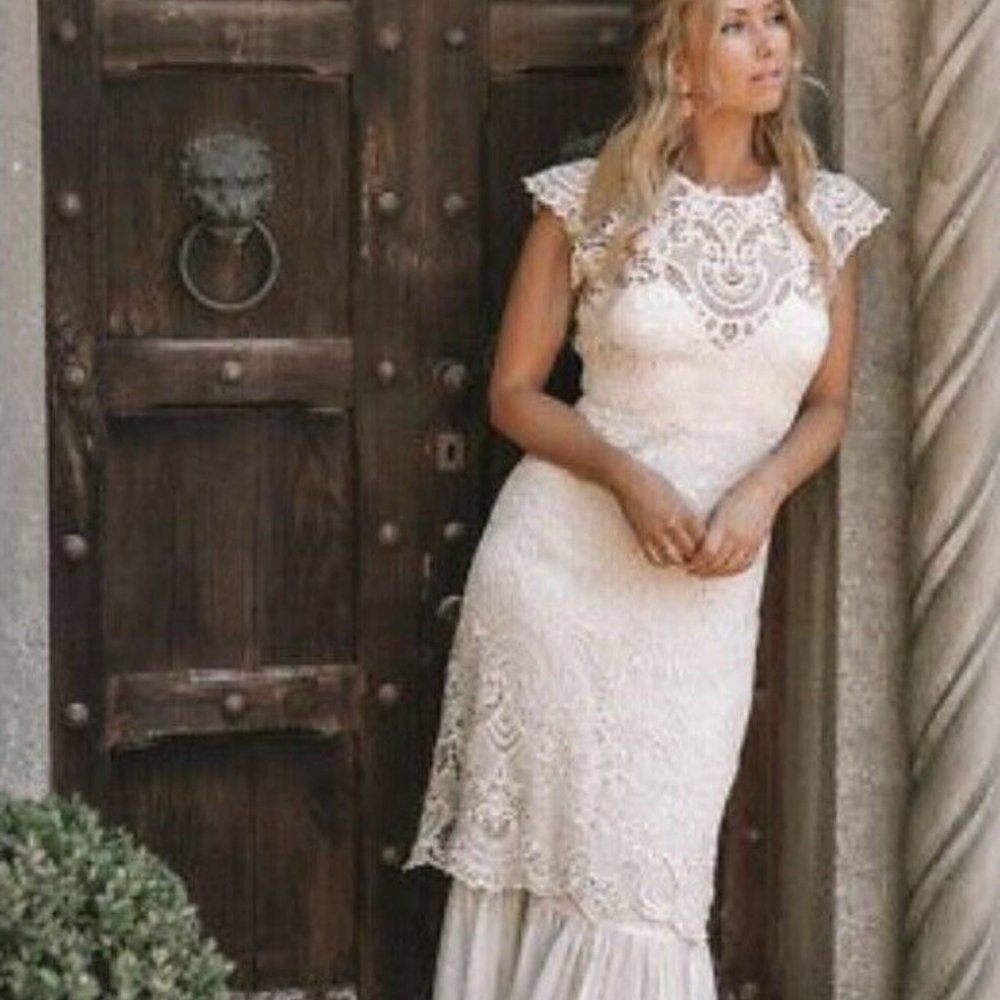 Spell & the Gypsy Brooklyn Eyelet Lace Bridal Gown Wedding Dress Off White Sz XS